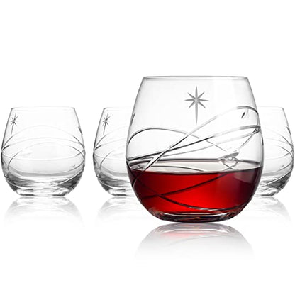 SHOSHIN Space Stemless Wine Glass Set of 4-15Oz,Hand-Cut Wine Glasses,Premium Wine glass for The Space Enthusiast- Planets and Stars Crystal Drinking Glasses,Best wine Gifts - color: Space set of 4