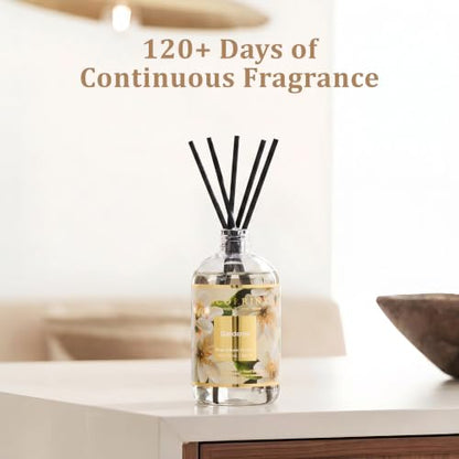 Reed Diffuser Refill Gardenia 10.15oz (300ml) with 8 Sticks - Premium Long-Lasting Floral Essential Oil, Home Fragrance for Bedroom, Bathroom Home Decor - size: 10.15oz