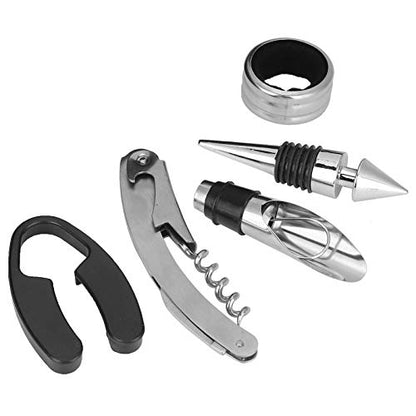 5-Piece Opener Set Stainless Steel Bottle Opener Foil Cutter Aerator Pourer Drip Accessories Kit