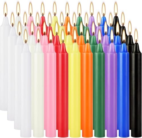 40 Pack Assorted Color Spell Chime Candles, 4 Inch Mini Taper Candles for Home Decor Kitchen Decor Wedding Decoration-10 Colours,Great for Casting Chimes, Rituals，Christmas Candles - color: 40 Multi-Colored