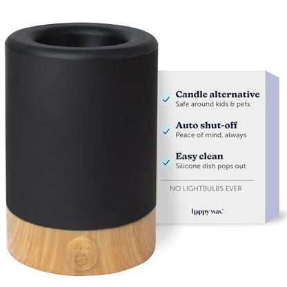 Happy Wax Black Signature Wax Melt Warmer for Scented Wax Melts, Cubes & Tarts – Electric Wax Melter with Automatic Timer and No Scrape Silicone Dish for Easy Wax Removal - color: Black