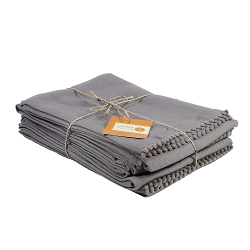 Hand Towels 100% Cotton Solid Kitchen Dish Cloths 18"x 28", Grey, Pack of 6 Decor Kitchen Hand Towel Reusuable Dish Towel for Cleaning & Drying Tea Towels Set with Hanging Loop - color: Grey, size: Pack of 6