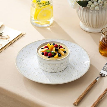 MALACASA Ramekins 4 Oz Oven Safe, Ceramic Creme Brulee Set of 4, Arctic White - size: 4 oz