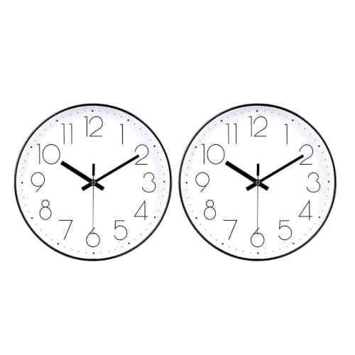 2 Pack Black Wall Clock 12 Inch Modern Silent Battery Operated Wall Clocks | Office Kitchen Classroom School - color: Black, size: 2 Pack-12 Inch