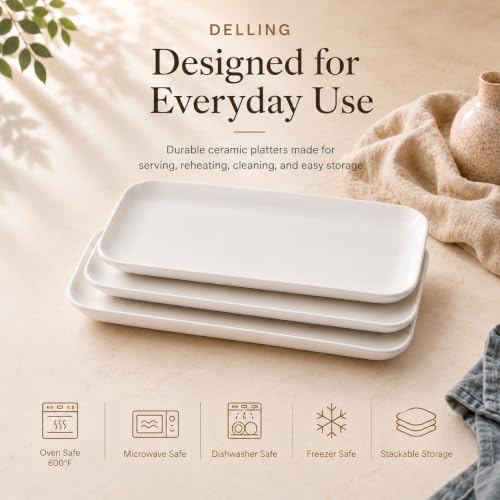 DELLING 3 Tier Serving Tray for Dessert Table Display, 12 Inch Porcelain Tiered Serving Stand - White Serving Platters for Party Entertaining, Collapsible Stand for Baby Shower Birthday Wedding - size: 12 Inch