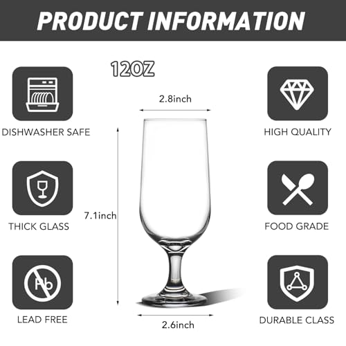 CHLJAR 12oz Water Goblets Set of 6, Clear Goblet Glasses Set for Home Bar, Wedding, Party, Elegant Design for Iced Tea, Sangria, Juice, Dishwasher Safe, Perfect for Daily Use Special Occasions - size: 12oz