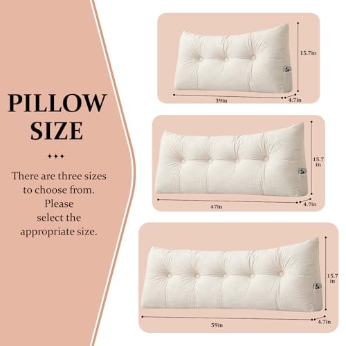 Triangular Headboard Wedge Pillow Full Dusty Blue Bed Headboard Pillow Wedge Gap Filler Triangle Back Cushion Lumbar Positioning Upholstered 47 * 4.7 * 15.7in - color: Dusty Blue, size: Full ：47in*4.7in*15.7in