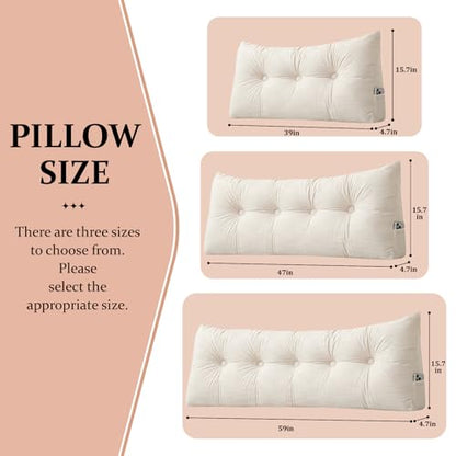 Full Triangular Headboard Pillows Wedge Bed Rest Reading Pillow with Side Pocket Soft Large Backrest Positioning Support Bolster Cushion Grey Black,47 * 4.7 * 15.7in - color: Grey Black, size: Full ：47in*4.7in*15.7in