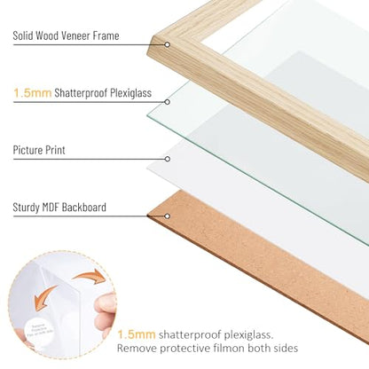 TONES FRAME DESIGN 8.5 by 11 Picture Frame Natural Solid Wood Veneer 8.5 x 11 Frame Set of 2 with Shatterproof Plexiglass, Wall Hanging Modern Wooden 8.5x11 Picture Frame for Diplomas Document Certificates - color: Natural, size: 8.5x11 - 2 Pack