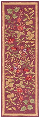 SAFAVIEH Chelsea Collection Runner Rug - 2'6" x 6', Burgundy, Hand-Hooked French Country Wool, Ideal for High Traffic Areas in Living Room, Bedroom (HK210C) - color: Burgundy, size: 2'6" x 6' (Runner)