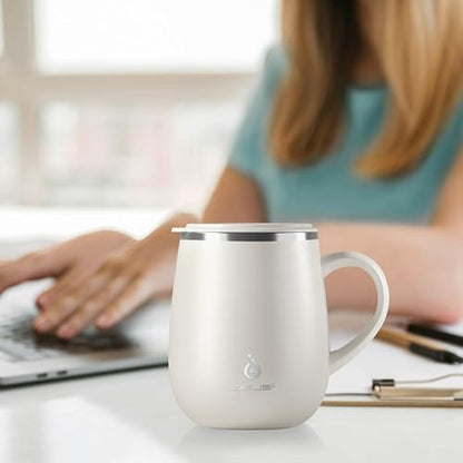 Ideus 16 oz Insulated Coffee Mug with Handle and Lid, Double Wall Stainless Steel Vacuum Thermal Coffee Mug, Travel Coffee Cup Thermal Cup for Home and Office (Snow Mountain White 2.0, FUJI DAWN) - color: Snow Mountain White 2.0