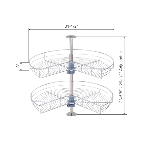 Dowell Base Cabinet Kidney Shape Dia.32 270° Lazy Susan, 2 Shelves, Kitchen Base Corner Cabinet Organizer (Chrome 4001 270 32) - size: Base Cabinet Kidney Shape Dia.32" 270°
