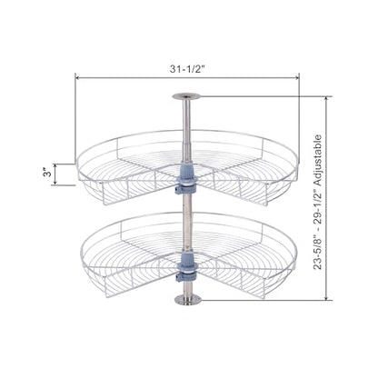 Dowell Base Cabinet Kidney Shape Dia.32 270° Lazy Susan, 2 Shelves, Kitchen Base Corner Cabinet Organizer (Chrome 4001 270 32) - size: Base Cabinet Kidney Shape Dia.32" 270°
