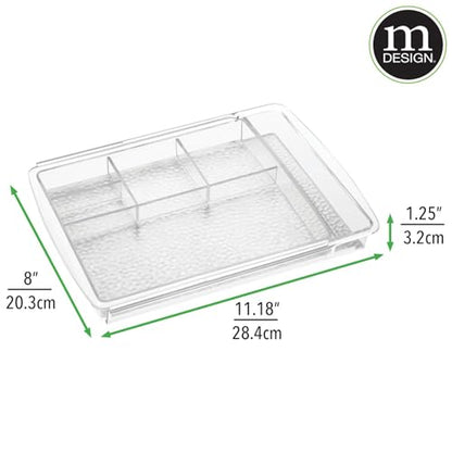 mDesign Expandable Makeup Organizer for Bathroom Drawers, Vanities, Countertops: Organize Makeup Brushes, Eyeshadow Palettes, Lipstick, Lip Gloss, Blush, Concealer - Adjustable Width - Clear - size: Pack of 1