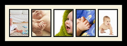 ArtToFrames Collage Photo Frame Single Mat with 5-5x7 Openings with Satin Black Frame and Black mat. - color: 5 - 5x7 - (2137), size: Black