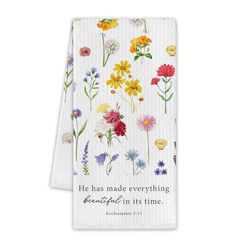 Floral Kitchen Towels, Spring Christian Dish Towels for Kitchen, 13.8 X 23.6 Inch Decorative Hand Tea Towel for Home Bathroom, Religious Themed Decorations & Gifts, 04 - color: Floral Christian