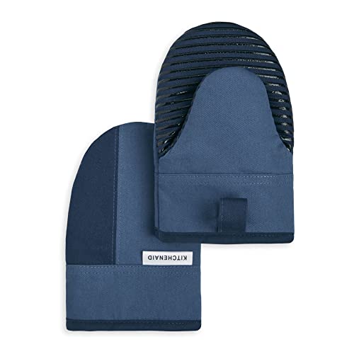 KitchenAid Beacon Two-Tone Non-Slip Mini Oven Mitt Set, Navy/Ink, 5.5"x8", 2 Piece - color: Navy/Ink Blue