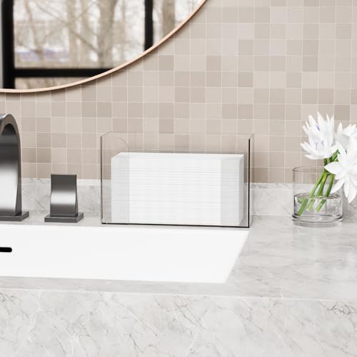 Clear Bathroom Paper Towel Dispenser,11″ Long Acrylic Trifold Paper Towel Holder,Lucite Multifold Paper Towel Dispenser for Papertowel,Z-fold,Folded,C fold,Tri Fold and Paper Napkin Holder,Pack of 1