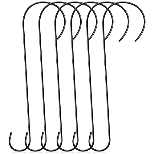 Hotop 6 Pieces Heavy Duty Big S Hooks Bird Feeder Garden Rustproof Stainless Steel Hook for Tree Branch, Kitchen, Bird House, Plants, Baskets, Lanterns and Bicycles(18 Inch,Black) - color: Black, size: 18 Inch