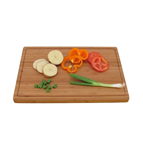 BambooMN Brand - Heavy Duty Premium Bamboo Cutting Board - 17.5"x12"x0.75" - Grooved - 2 Pieces - size: 17.5" x 12" (1-Ply)