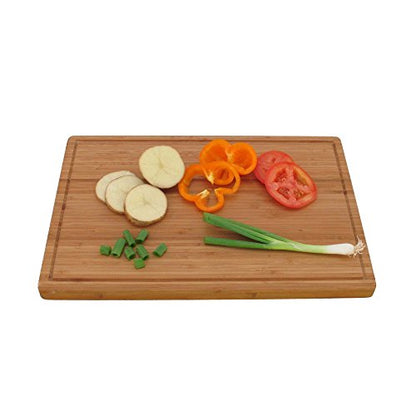 BambooMN Brand - Heavy Duty Premium Bamboo Cutting Board - 17.5"x12"x0.75" - Grooved - 2 Pieces - size: 17.5" x 12" (1-Ply)