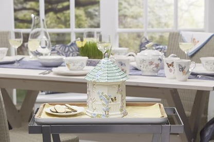 Lenox Butterfly Meadow Figural Gazebo Cookie Jar, 10-Inch, White | white porcelain earthenware, dishwasher safe | 10 x 6 inch size | floral collectible cookie jar | 10 inch, 72oz - style: Cookie Jar, Gazebo