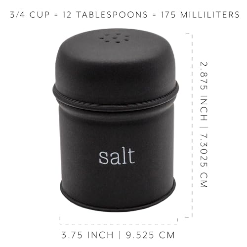 AuldHome Design Salt and Pepper Shaker Set (Black); Contemporary Modern Farmhouse Retro Enamel Style Shaker Set - color: Black