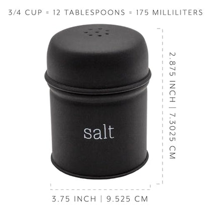 AuldHome Design Salt and Pepper Shaker Set (Black); Contemporary Modern Farmhouse Retro Enamel Style Shaker Set - color: Black