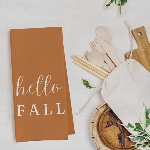 Fall Pumpkin Dish Towels Set - Fall Pumpkin Gifts Waffle Weave Kitchen Towels, Fall Pumpkin Gifts Hand Tea Towels, Fall Bathroom Kitchen Decor (16×24 Inches Set of 2) - color: Fall-1