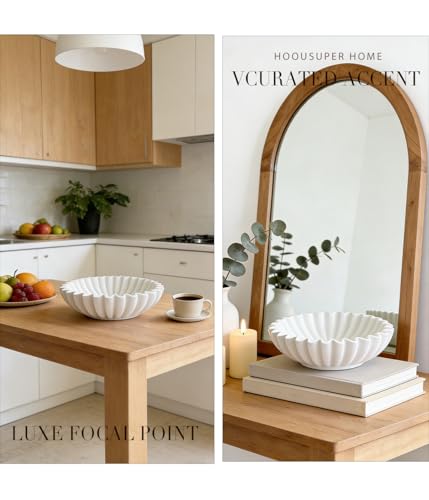 Hoousuper Large decorative bowls for home decor, Modern key bowl for entryway table, Handicraft purse bowl, catch all bowl, Artificial Stone, white. - size: Purse White