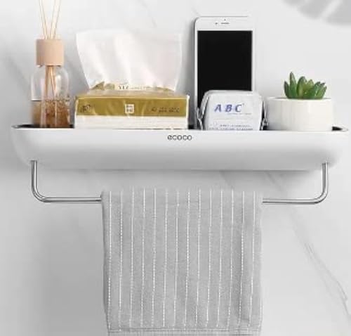 Wall-Mounted Black Shower Caddy – No-Drill Rust-Resistant Bathroom Organizer with Strong Adhesive for Shampoo, Soap & Toiletries – Space-Saving Bathroom Storage Solution - color: White / Black