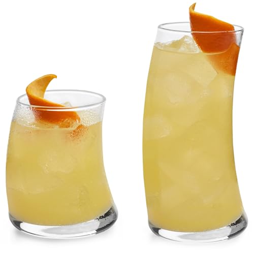 Libbey Swerve Drinking Glasses Set of 16, Chip-Resistant Tumbler and Rocks Glass Cups Set, Fun, Edgy Everyday Drinking Glasses for Special Events - color: 08 - Swerve