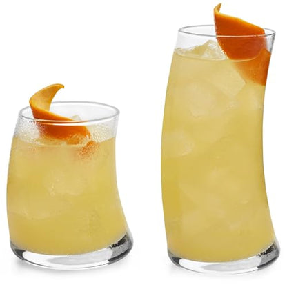 Libbey Swerve Drinking Glasses Set of 16, Chip-Resistant Tumbler and Rocks Glass Cups Set, Fun, Edgy Everyday Drinking Glasses for Special Events - color: 08 - Swerve