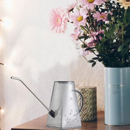 Beavorty Long Spout Watering Can 1.4l Grey for Indoor Outdoor Plants Succulents Garden with Precise Watering Bottle Design