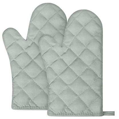 AUAUY Grey Oven Mitts, 1 Pair Kitchen Mittens, 392F Heat Resistant Non-Slip Gloves for Oven, BBQ, Grilling, Cooking, Baking - Infill Cotton - color: Grey B