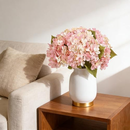 Kimura's Cabin 6pcs Fake Hydrangeas Flowers Artificial Silk Hydrangea,Pink | Faux Hydrangea with Stems,Wedding Party Bouquets Arrangements,Home Table Centerpieces,Farmhouse Garden Decoration,Vase Filler - color: Pink
