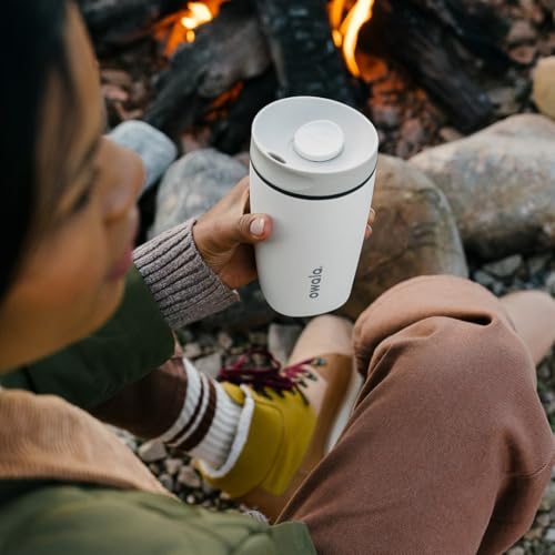 Owala SmoothSip Slider Insulated Stainless Steel Coffee Tumbler, Reusable Iced Coffee Cup, Hot Coffee Travel Mug, BPA Free 12 oz, Peachy Keen - color: Peachy Keen, size: 12 Ounces, style: No Handle