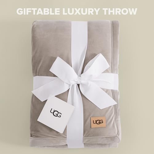 UGG Bliss Fluffy Fleece Couch Throw Blanket, 50''x70'', Oyster Brown | Super Soft, Reversible, Giftable Blanket, Medium Weight, Couch or Bed, Luxury Giftable Blanket, Machine Washable - color: Brown