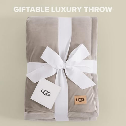 UGG Bliss Fluffy Fleece Couch Throw Blanket, 50''x70'', Oyster Brown | Super Soft, Reversible, Giftable Blanket, Medium Weight, Couch or Bed, Luxury Giftable Blanket, Machine Washable - color: Brown