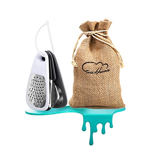 5 Pieces Kitchen Gadgets Set with Storage Bag, Cooking Gift Set | Space Saving Cooking Tools Accessories, Cheese Chocolate Grater, Peeler, Bottle Opener, Pizza Cutter, Stackable - color: Black White Gray 4pcs