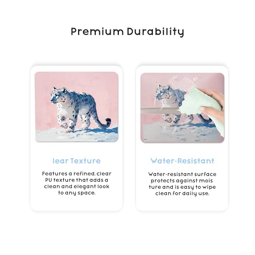 Snow Leopard Art PU Leather Tissue Box Cover 5.2 in | Snow leopard art design; 5.2-inch square PU leather tissue box cover with hand-stitched style and removable liner. - color: Snow Leopard