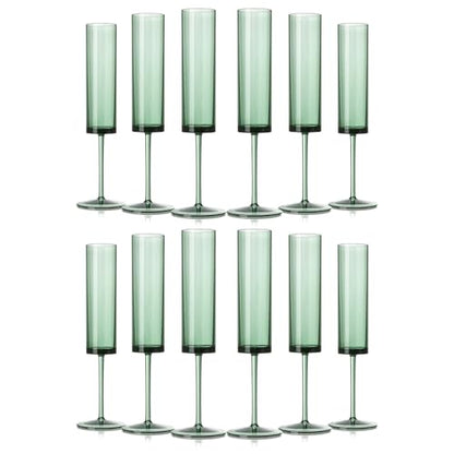 12 Pack Acrylic Dark Green Wine Glasses Green champagne glasses Champagne Flutes Sparkling Wine Glasses Wine Goblets Wedding Glassware Set Drinkware Glasses for Wedding Bar Celebration Baby Shower - color: Green, size: 12 Pack