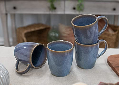 Elanze Designs Reactive Glaze 17 ounce Ceramic Curved Body Mugs Set of 4, Ocean Sunrise - color: Ocean Sunrise