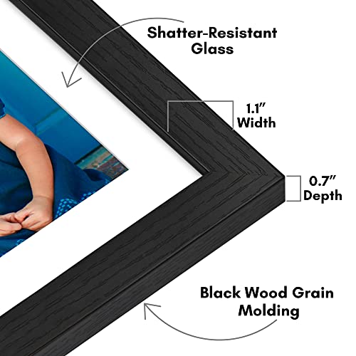 Americanflat 12x12 Picture Frame - Matted to 10x10 - Black | Shatter-resistant glass, hanging hardware included, use with or without mat - color: Black, size: 12x12