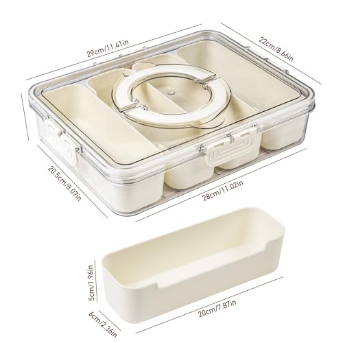 Bandesun Divided Serving Tray with Lid and Handle - Snackle Box Charcuterie Container for Portable Snack Platters - Clear Organizer for Candy, Fruits, Nuts, Snacks,4-Grid - style: compartments Long 4pcs
