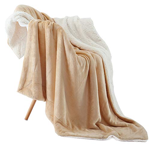 NANPIPER Throw Blanket Reversible Sherpa Flannel Super Soft Fuzzy Plush Fleece Microfiber for Bed/Couch (60"x80",Beige) - color: New Beige, size: Twin