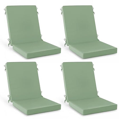 Summsun Patio Dining Chair Cushions 4-Pack, 20 x 20 Inch, Sage Green | High Back, High-Resilience Foam, Non-Slip Bottom, Water Resistant, Removable Cover, Tie Straps, Fit for Adirondack, Rocker - color: Sage Green