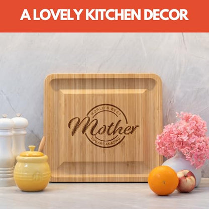 Birthday Gifts for Mom from Daughter Son Kids | Happy Birthday Mom Gift Ideas | Best Kitchen Present for Mother | Cheese Board Charcuterie Set with 4 Knives - style: Mother