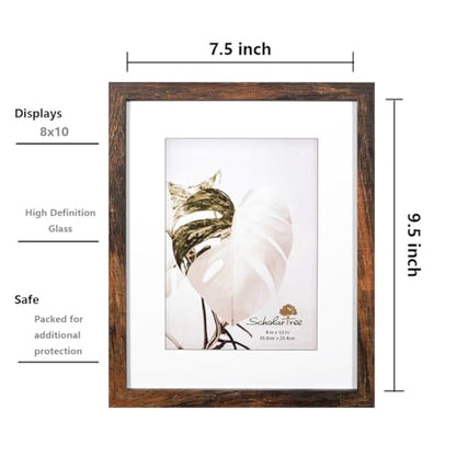 Wooden Brown 8x10 Picture Frame set of 4, Display 8x10 without Mat Wall Gallery Photo Frames