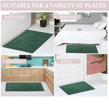 Home Weavers Luxury Collection 100% Cotton Reversible Bathroom Rugs Set, Washable Rug, Extra Soft and Absorbent Bath Rug, Kitchen Mat, 2 Piece Set(S+M), Bottle Green - color: Bottle Green, size: 2 Piece Set(S+M)